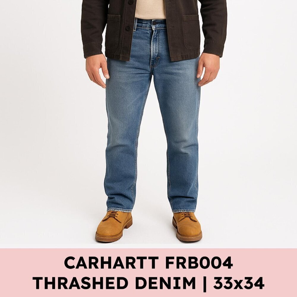 Carhartt FRB004 Flame Resistant Denim Jeans Workwear Rugged Vintage 33x34 Thrash
